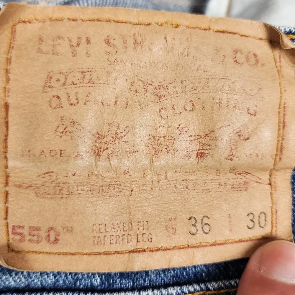 Levis 550 Relaxed Fit Tapered Leg Light Wash Blue Denim Mens Jeans‎ 36x30